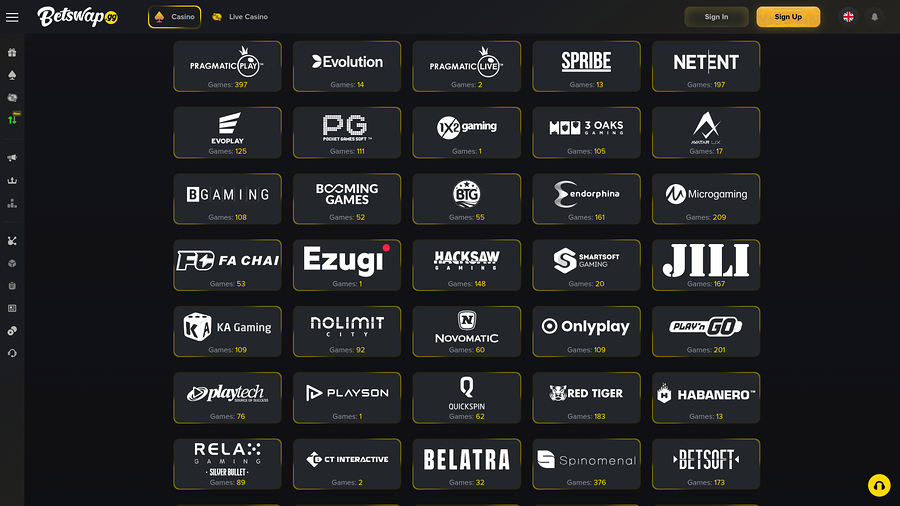 Betswap.gg Casino Desktop Game Developers