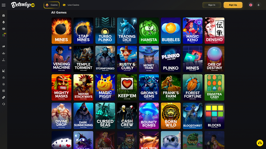 Betswap.gg Casino Desktop Games