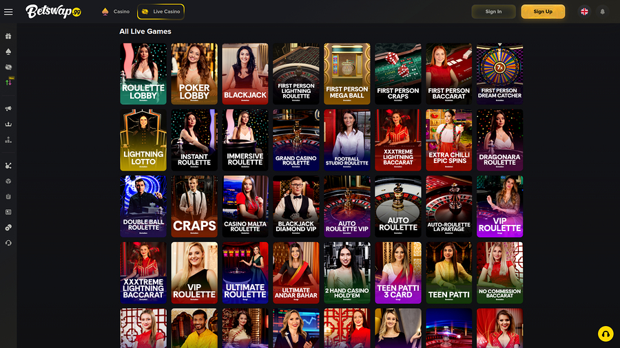 Betswap.gg Casino Desktop Live Dealer