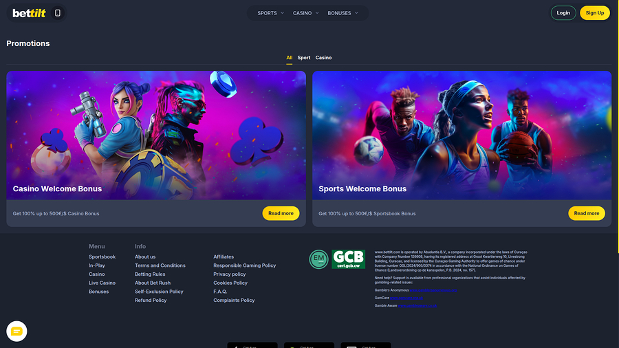 Bettilt Casino Desktop Promotions