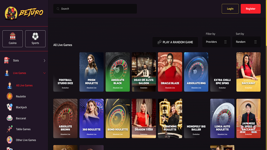 Beturo Casino Desktop Live Dealer