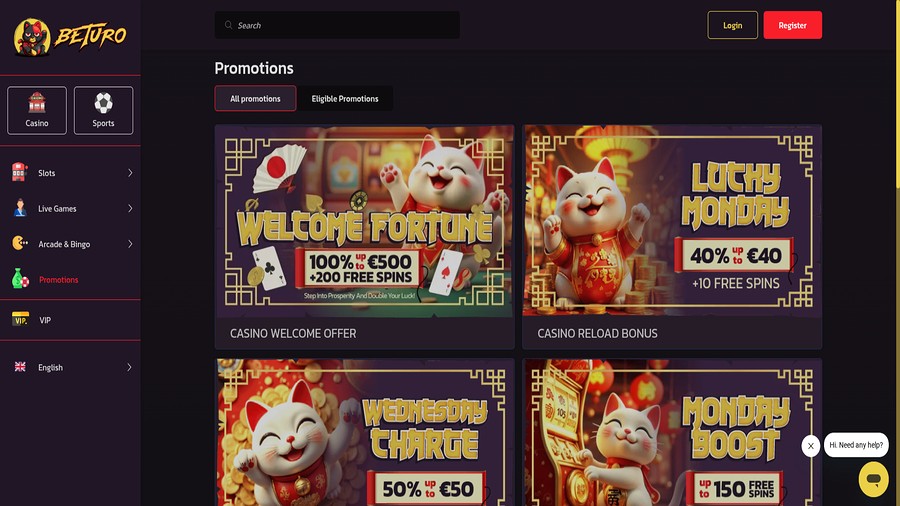 Promotions screenshot of Beturo Casino for Desktop