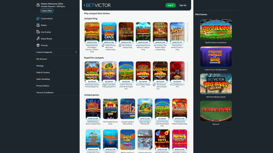 BetVictor Casino Desktop Jackpot