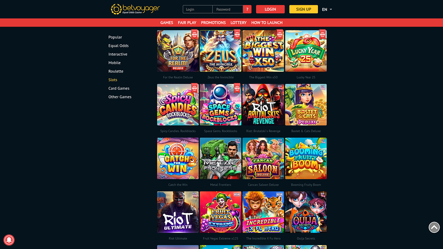 Betvoyager Casino Desktop Games