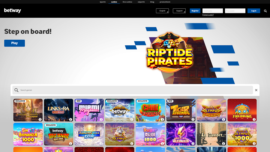 Betway Casino Desktop Homepage