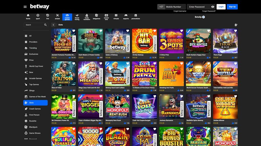 Juegos de escritorio de Betway Casino