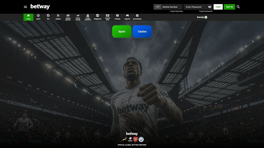 Página de inicio de escritorio de Betway Casino