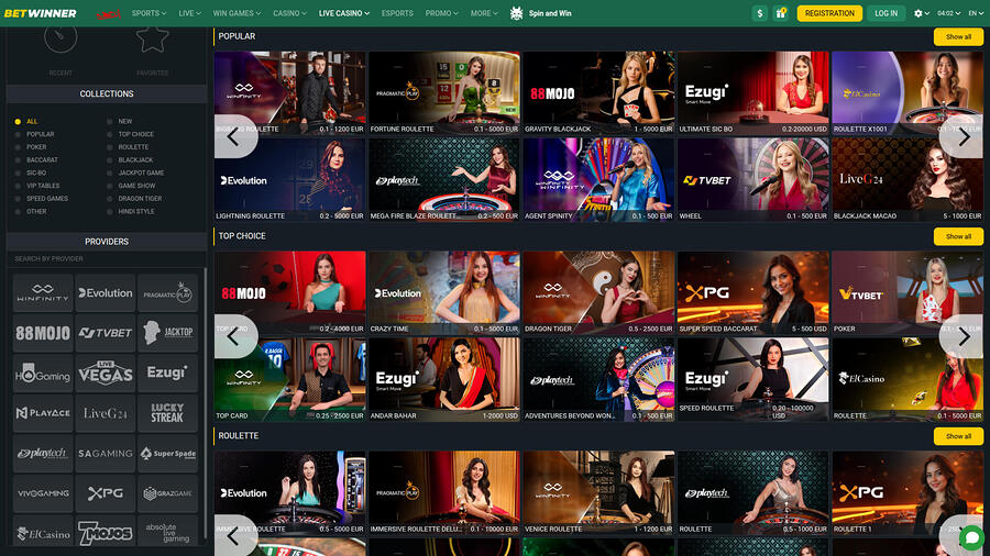Crupier en vivo de escritorio de BetWinner Casino