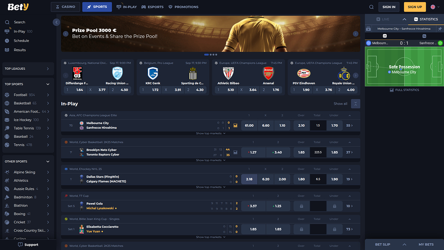 Bety Casino Desktop Sports