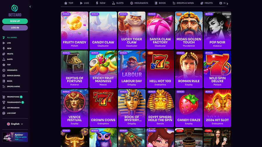 Betzard Casino Desktop Games