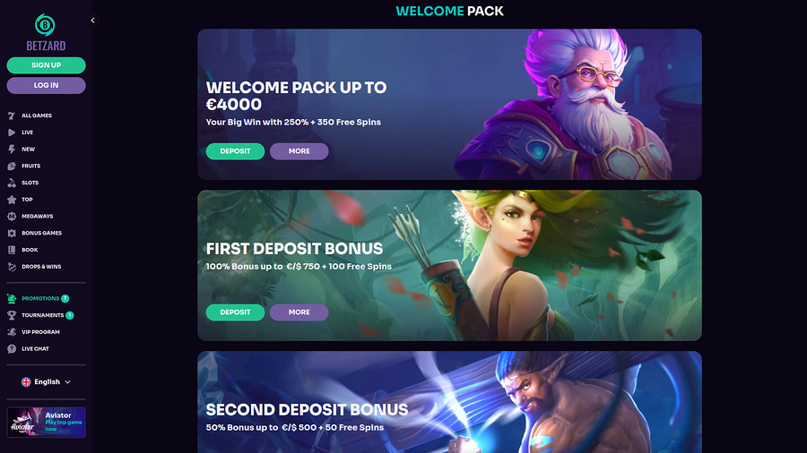 Betzard Casino Desktop Promotions