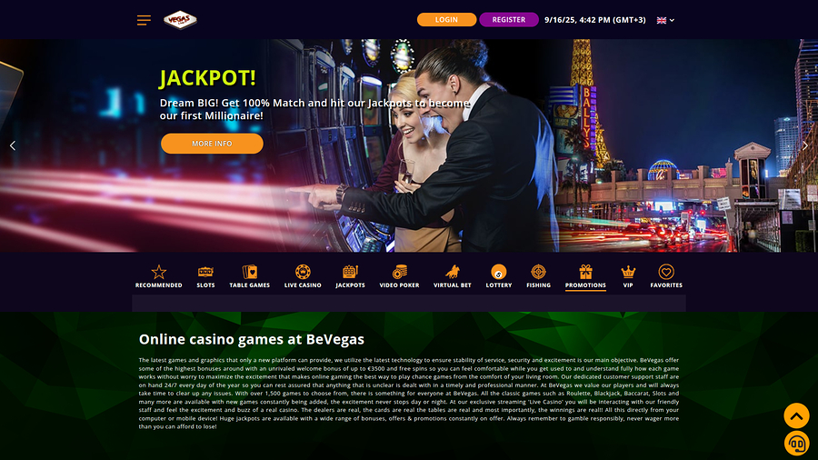 BeVegas Casino Desktop Promotions