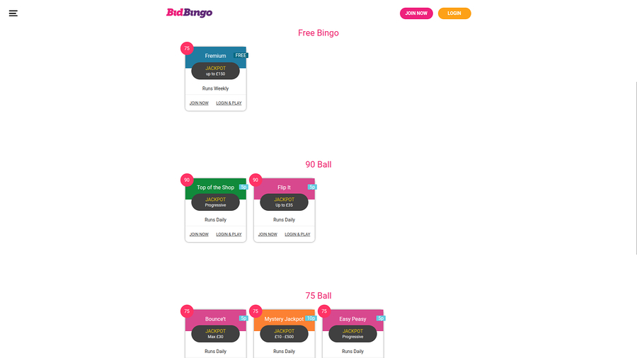 Bidbingo Casino Desktop Bingo