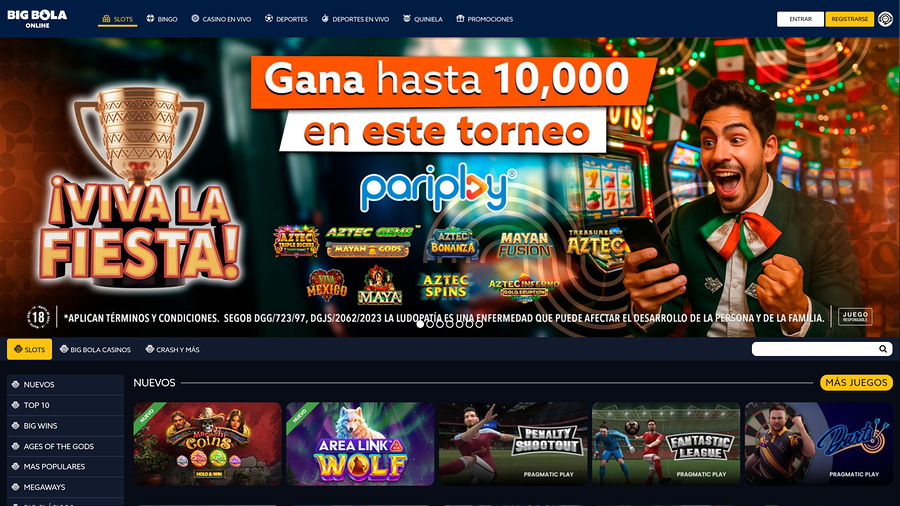Big Bola Casino Desktop Homepage