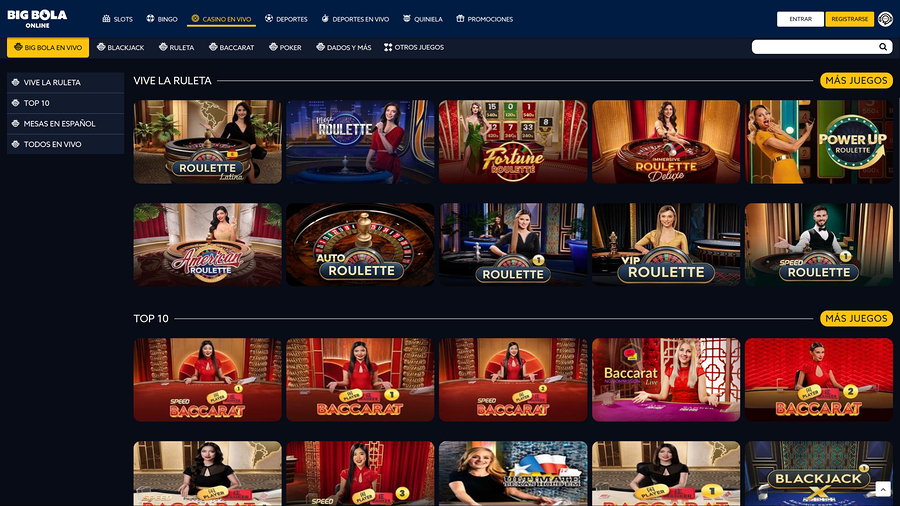 Big Bola Casino Desktop Live Dealer