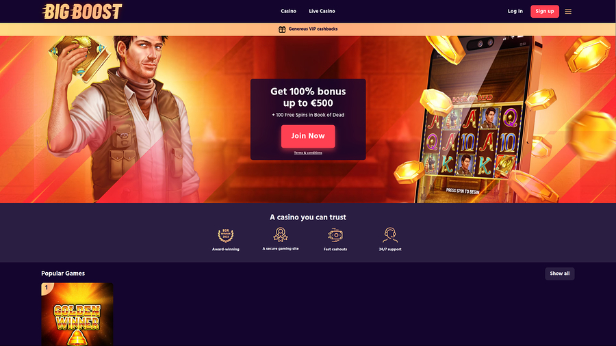 Big Boost Casino Desktop Homepage