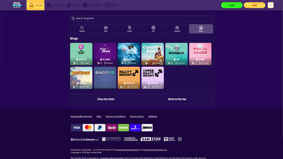 Big Thunder Slots Casino Desktop Bingo