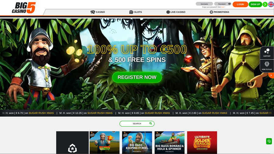 Big5Casino Desktop Homepage