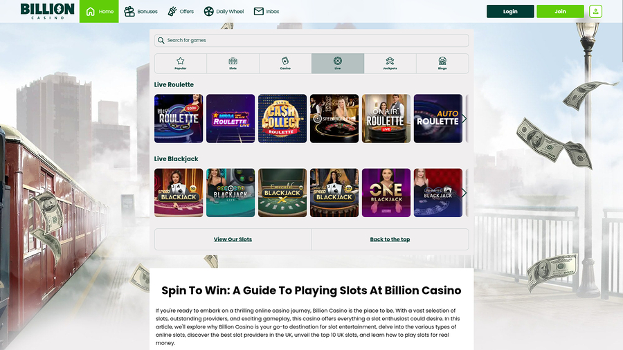 Billion Casino Desktop Live Dealer
