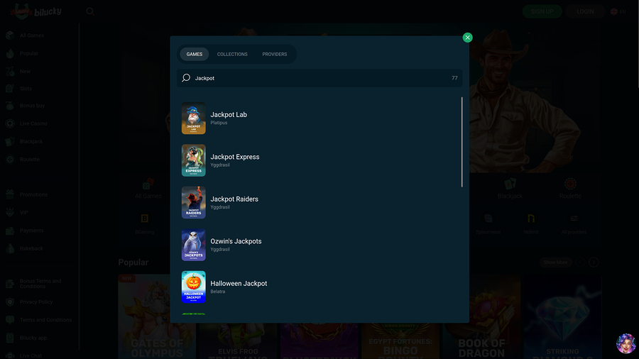 Bilucky Casino Desktop Jackpot
