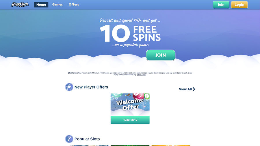 Bingo Storm Casino Desktop Homepage
