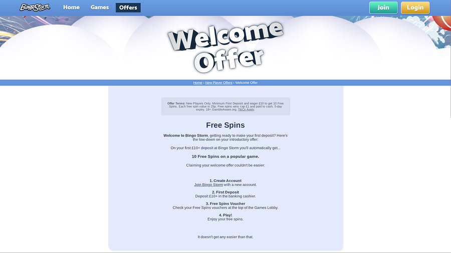 Bingo Storm Casino Desktop Promotions