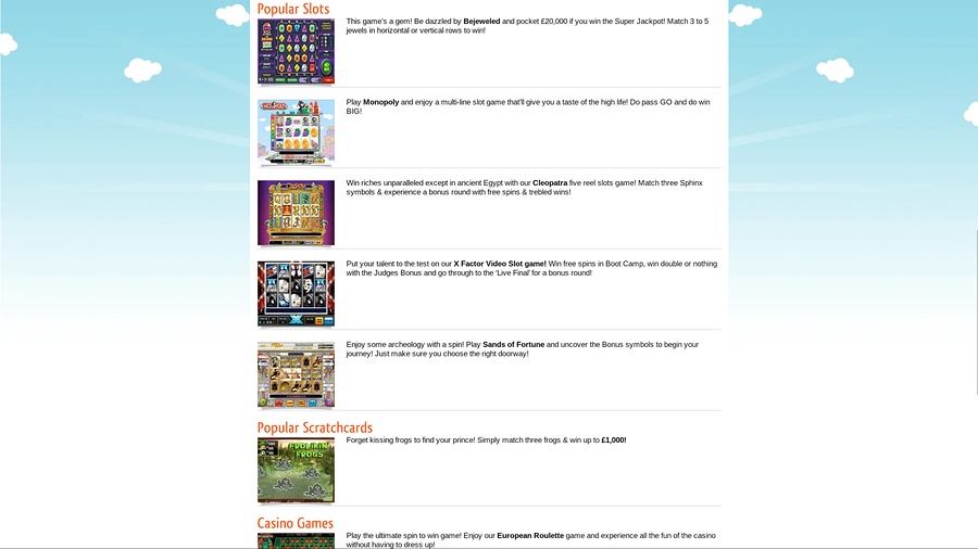 Bingo Street Casino Desktop Games