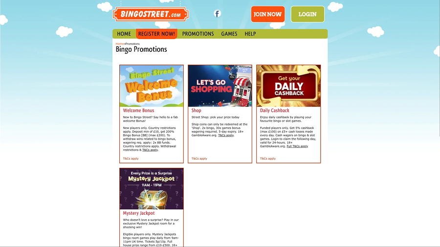Bingo Street Casino Desktop Promotions