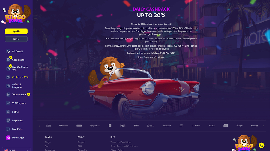 BingoBonga Casino Desktop Promotions