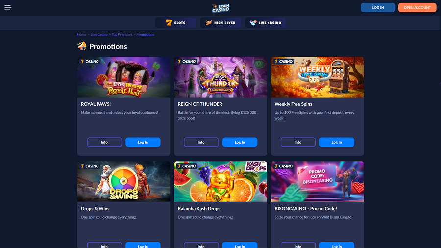 Bison Casino Desktop Promotions