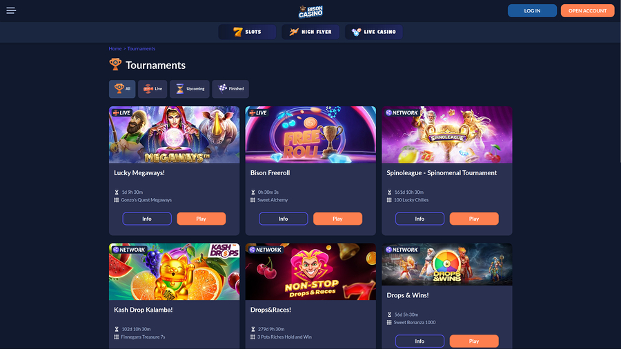 Bison Casino Desktop Tournaments