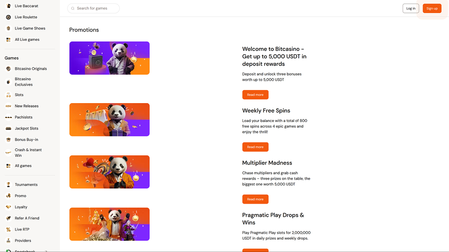 Bitcasino.io Desktop Promotions