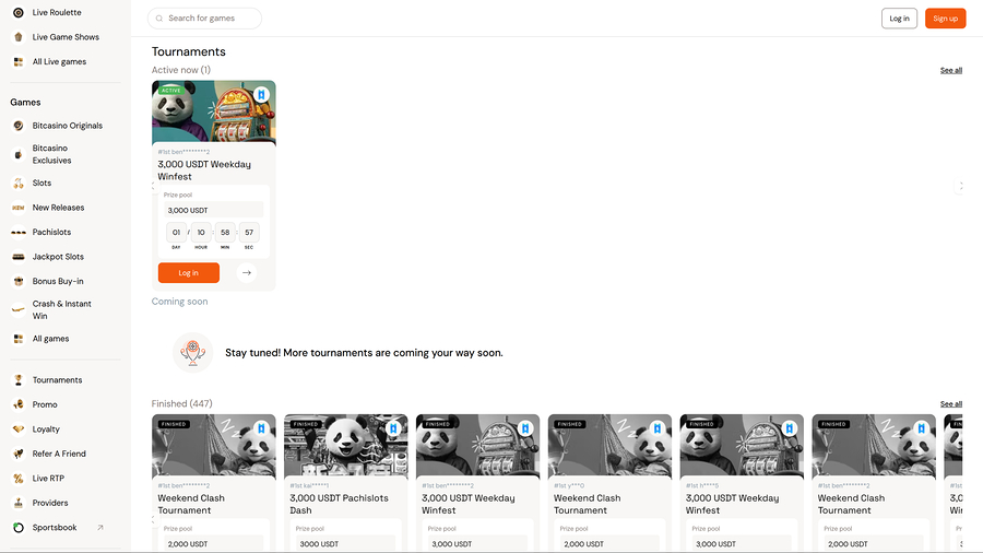 Bitcasino.io Desktop Tournaments