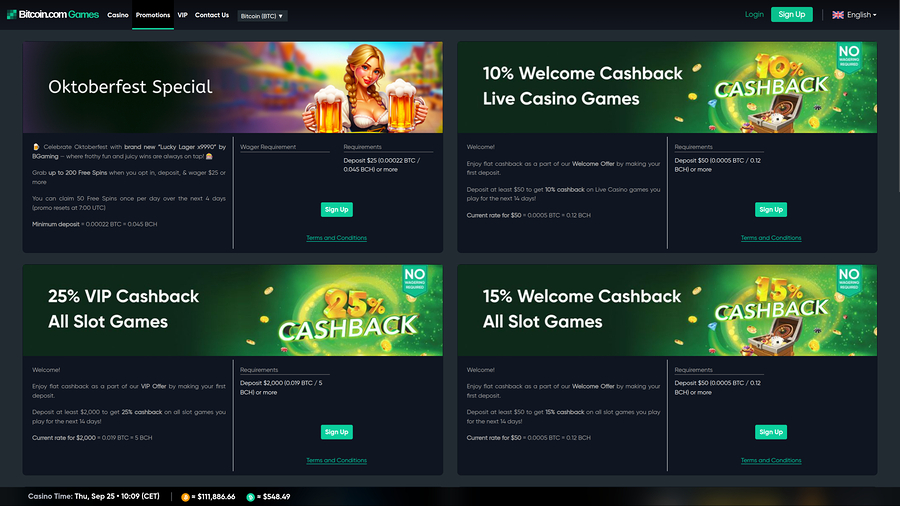 Bitcoin.com Games Casino Desktop Promotions