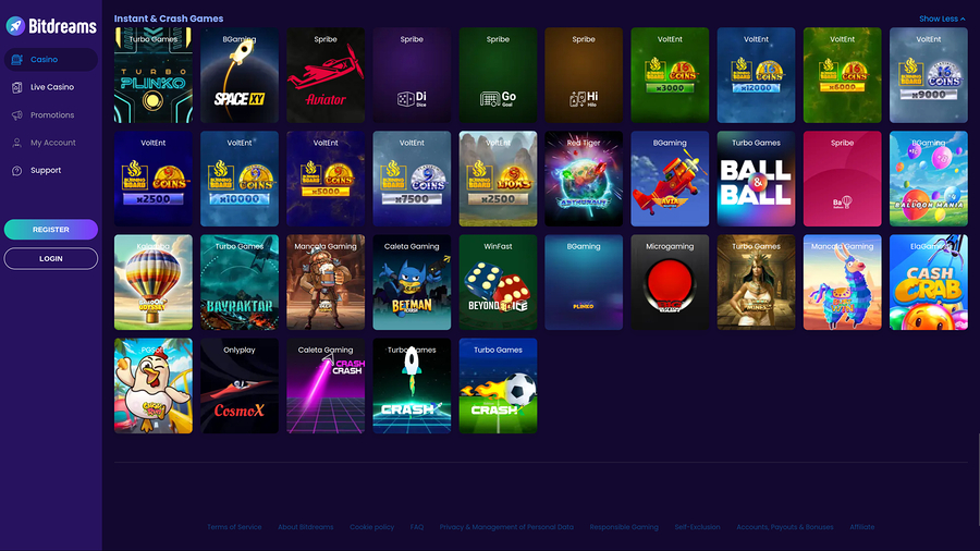 Bitdreams Casino Desktop Crash Games