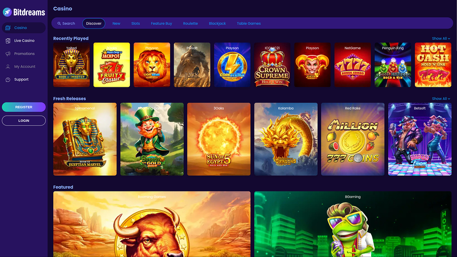 Bitdreams Casino Desktop Games