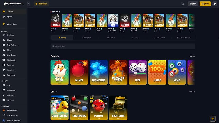 BitFortune Casino Games Desktop