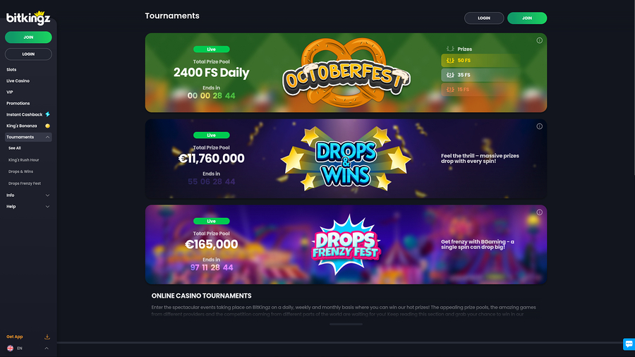 Bitkingz Casino Desktop Tournaments