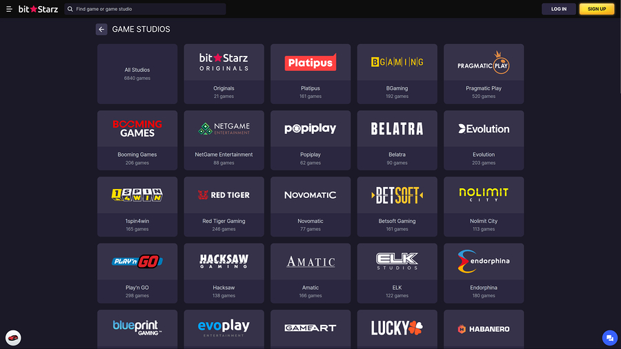 Bitstarz Casino Desktop Game Developers