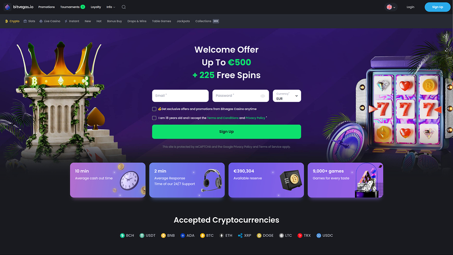 BitVegas Casino Desktop Homepage