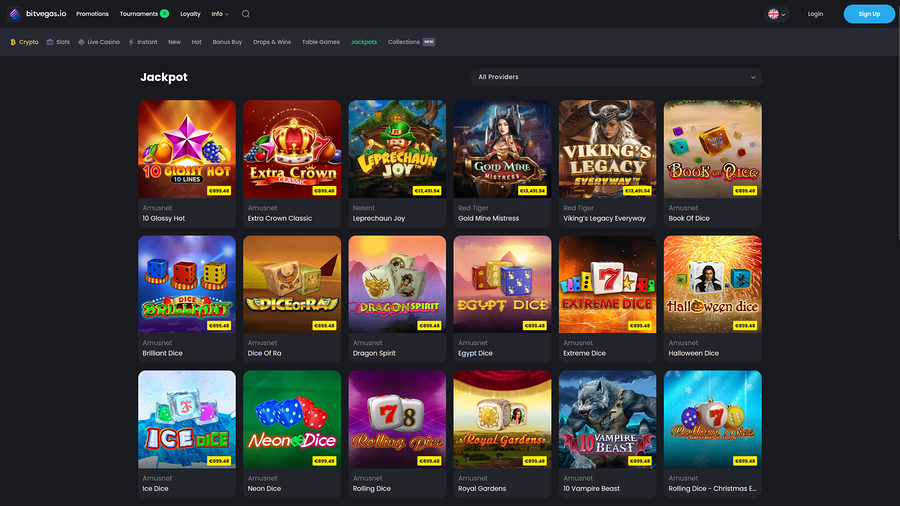 BitVegas Casino Desktop Jackpot