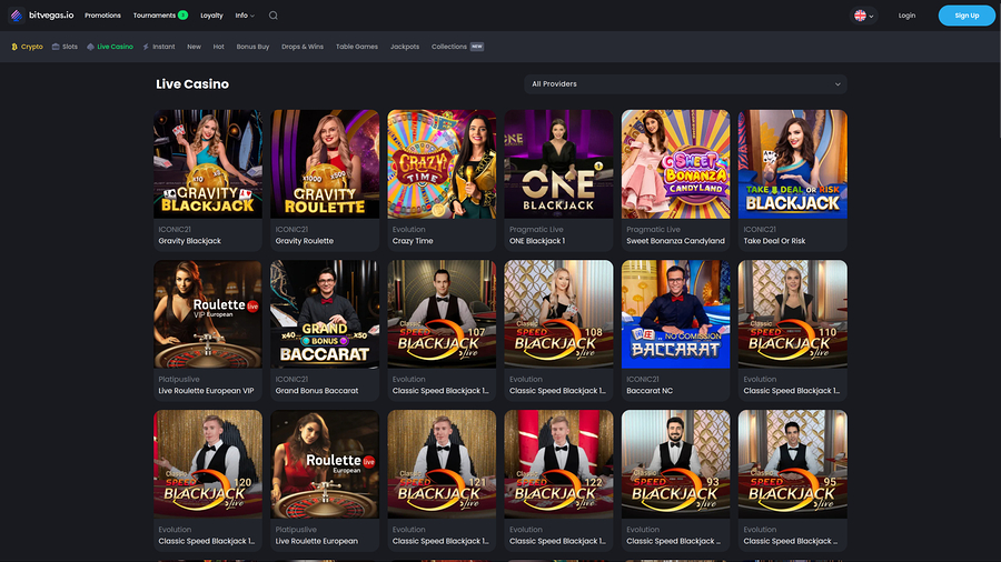 BitVegas Casino Desktop Live Dealer