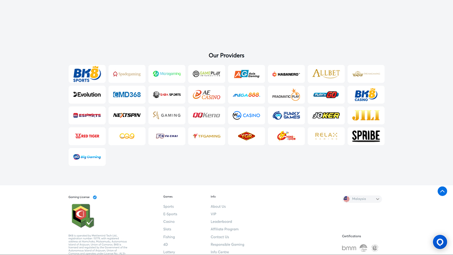 BK8 Casino Desktop Game Developers