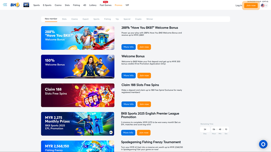 BK8 Casino Desktop Promotions