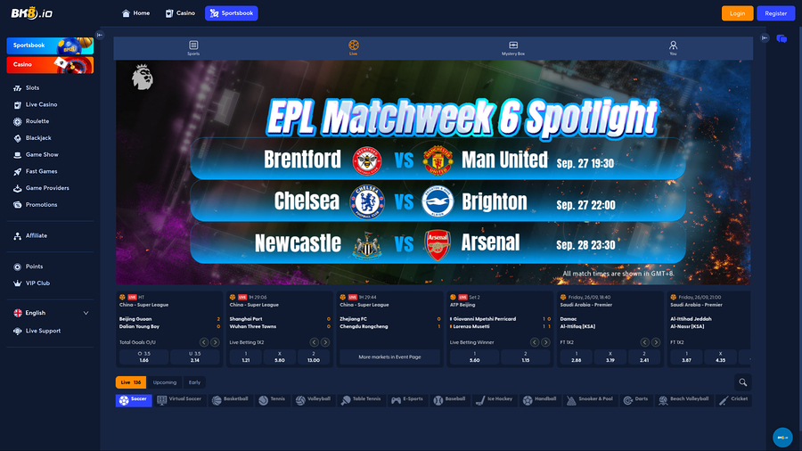 BK8.io Casino Desktop Sports