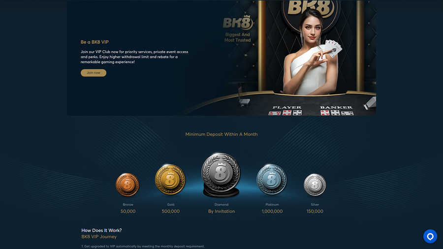 BK8 Casino Desktop VIP Program