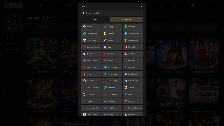 Black Label Casino Desktop Game Developers