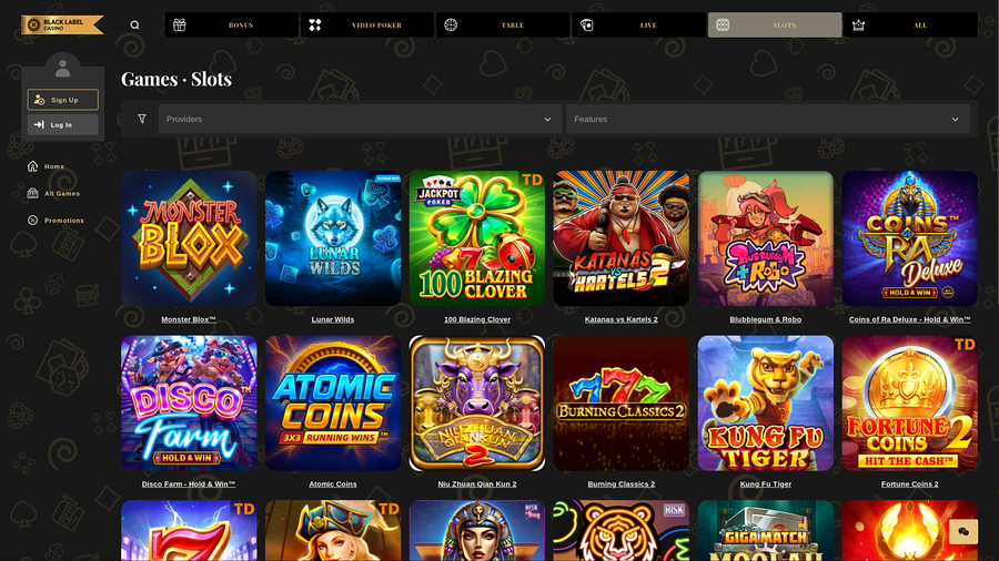 Black Label Casino Desktop Games
