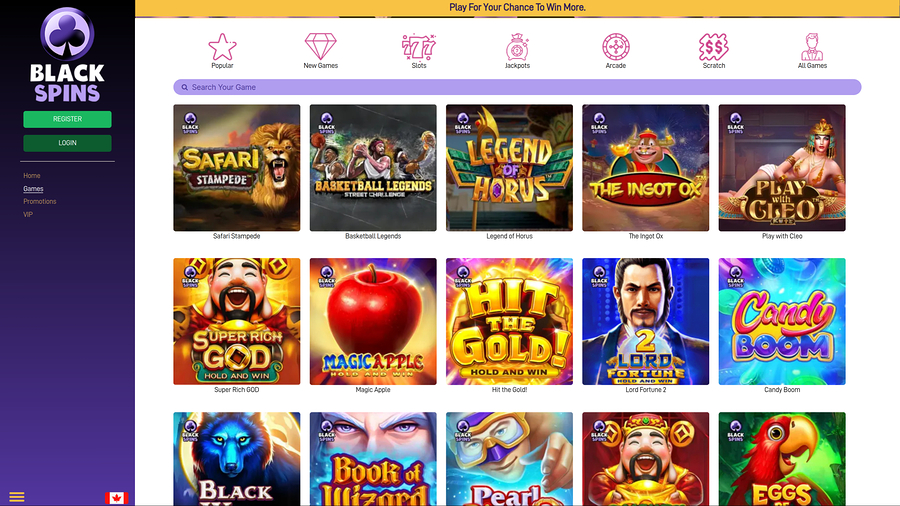 Black Spins Casino Desktop Games