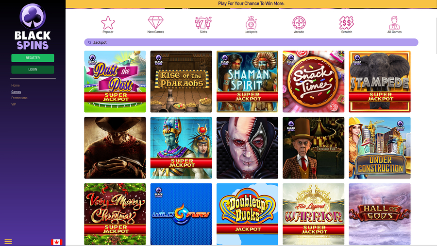 Black Spins Casino Desktop Jackpot